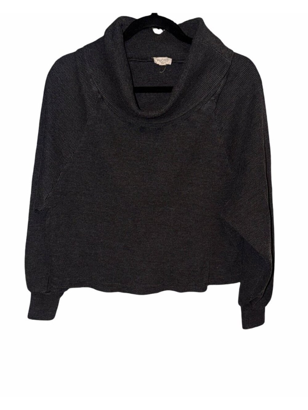 Anthropologie Pilcro Waffle Knit Top Womens XS Gray Thermal Cowl Long Sleeve